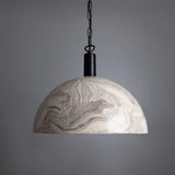 Kauri Marbled Ceramic Pendant Light with Antique Brass Finish - 37cm