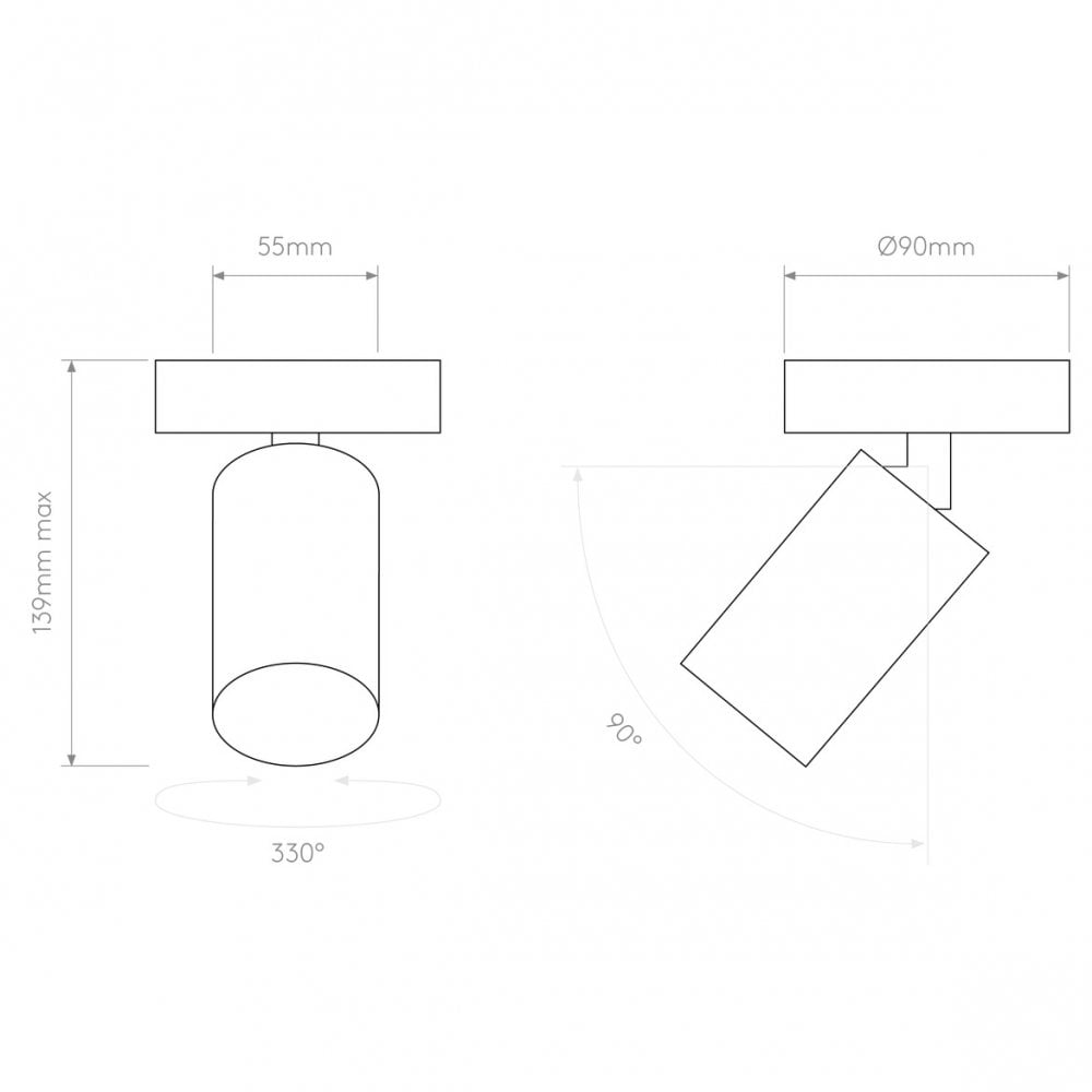 Sleek Matt Black Canister Ceiling Light - 50 Single