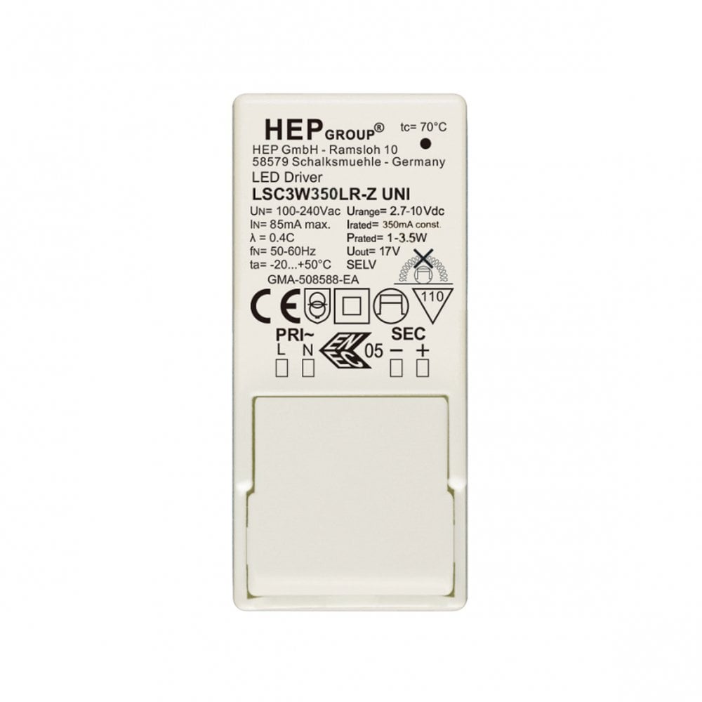 Compact LED Driver - 350mA Constant Current, 1-3.5W, IP20 Rated