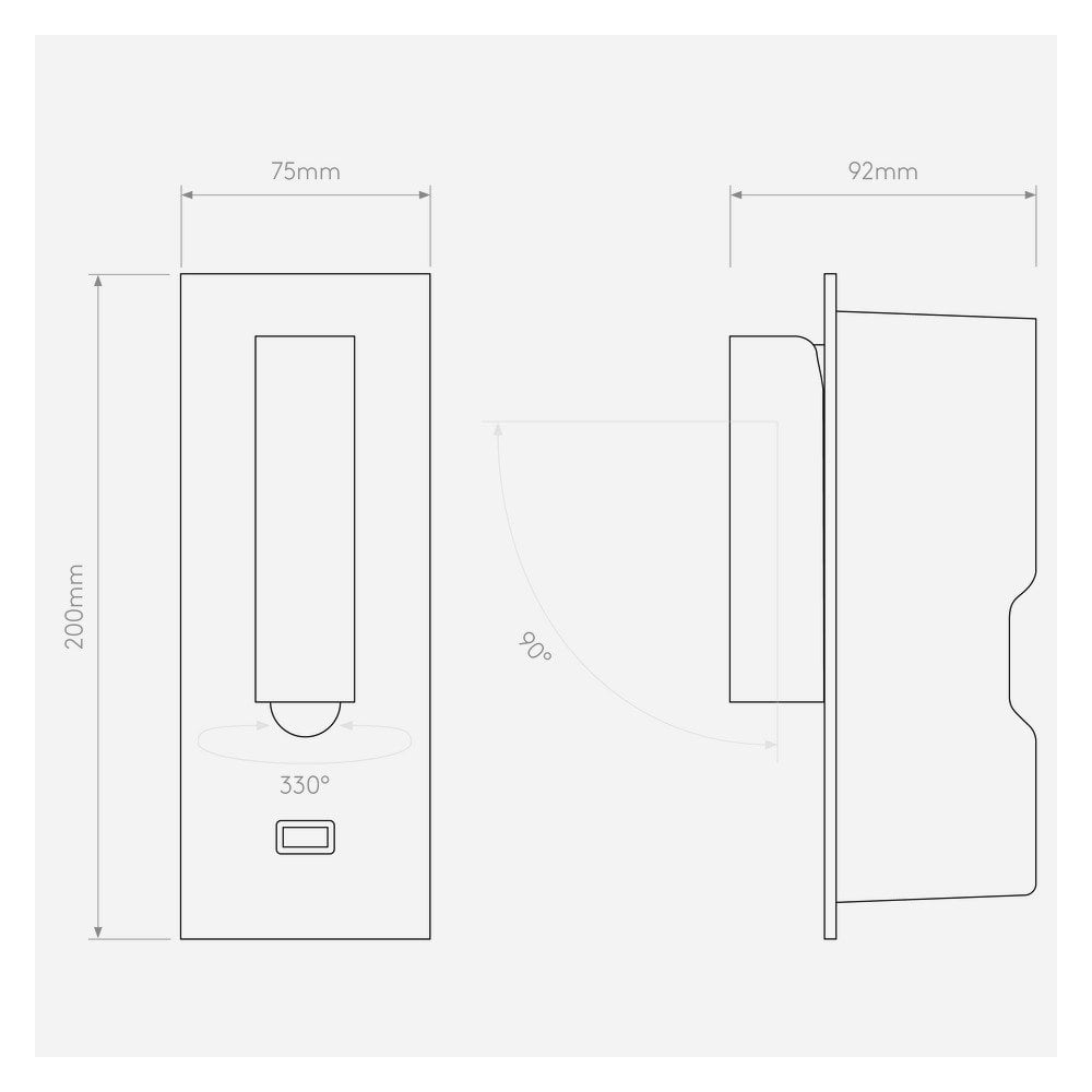 Sleek Matt Black Fuse 3 USB Wall Light with Integrated LED