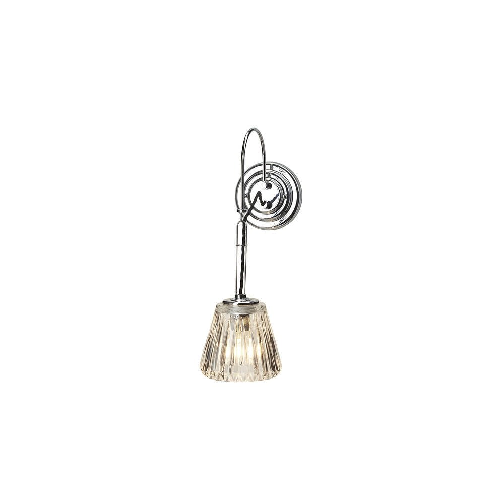 Demelza Polished Chrome Wall Sconce with Art Nouveau Glass Shade