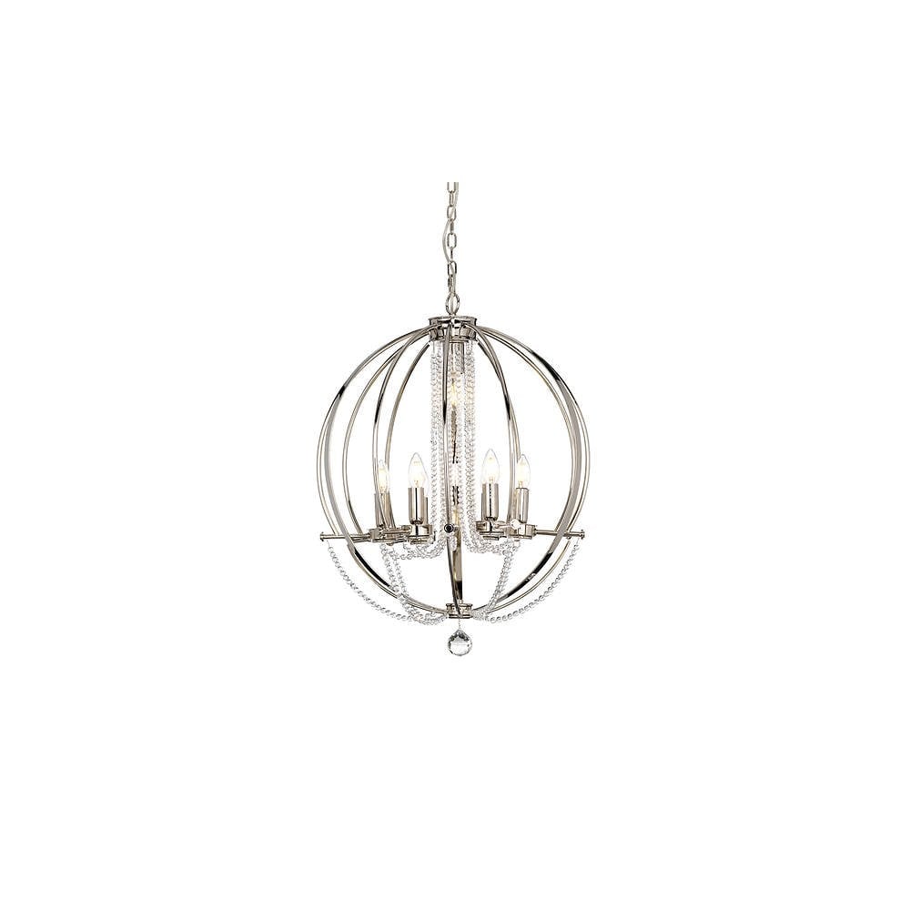 Cassie 7-Light Polished Nickel Chandelier with Crystal Swags