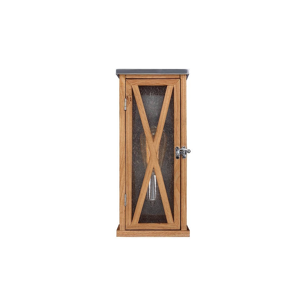 Feiss Lumiere 1-Light Exterior Wall Lantern in Natural Oak Finish