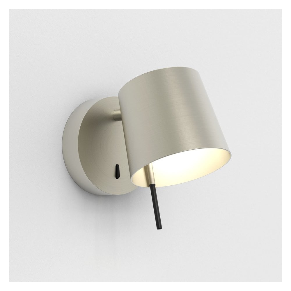Sleek Nickel Wall Lamp with Integrated LED and Dimmable Functionality