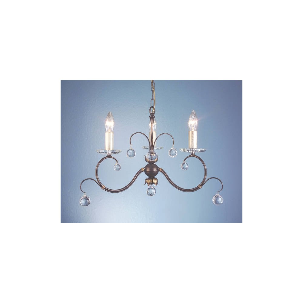 Lunetta Bronze Patina 3-Light Crystal Chandelier