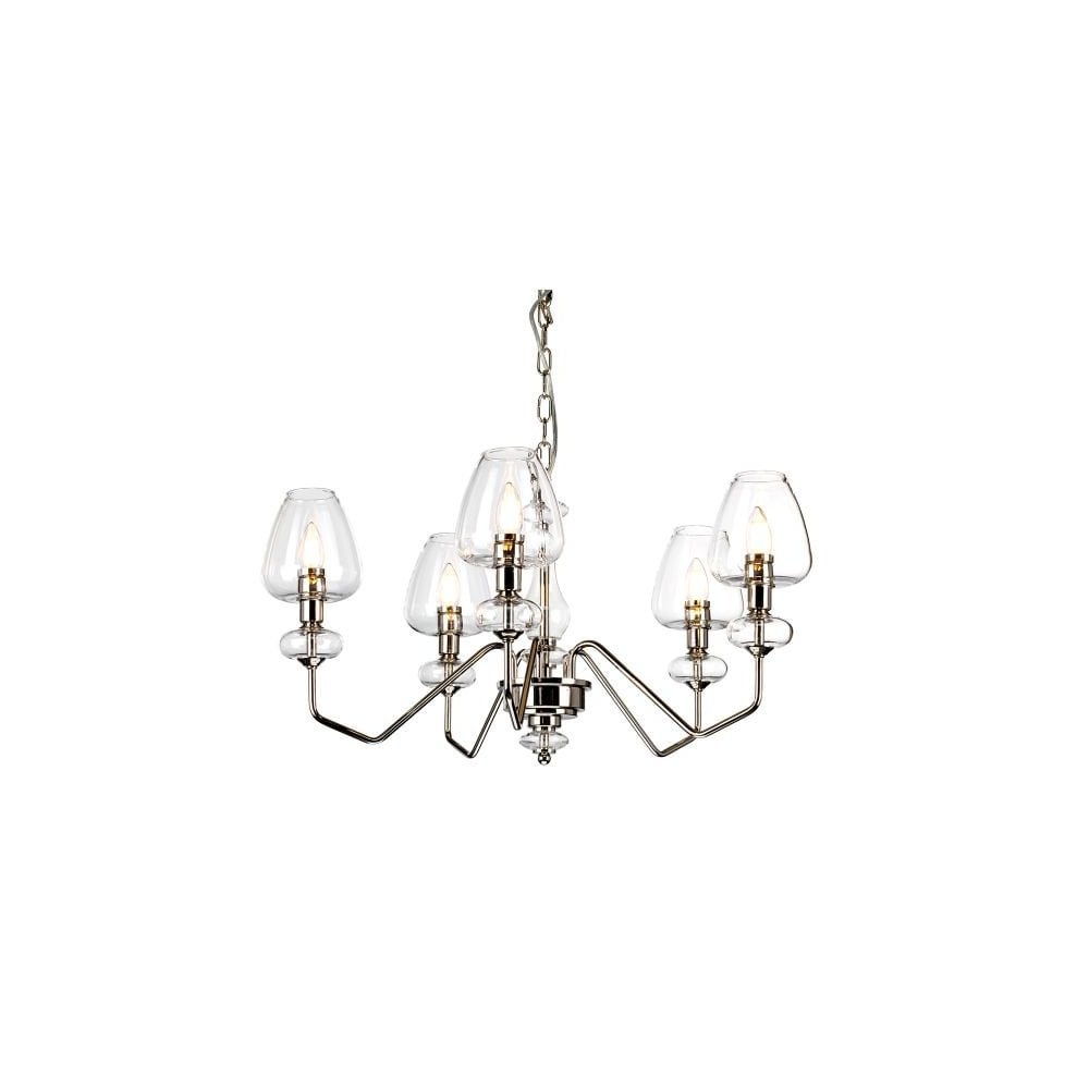 Armand 5-Light Chandelier in Polished Nickel with Clear Glass Accents