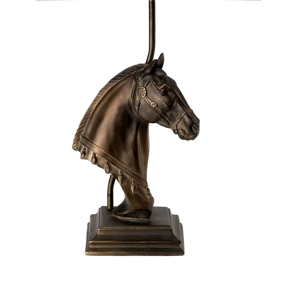 Elegant Bronze Patina Horse Bust Table Lamp Base - Eclipse Collection