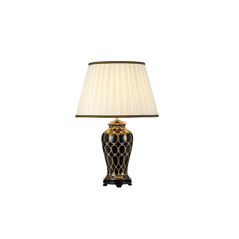 Elegant Taipei Ceramic Vase Table Lamp with Ivory Pleated Shade