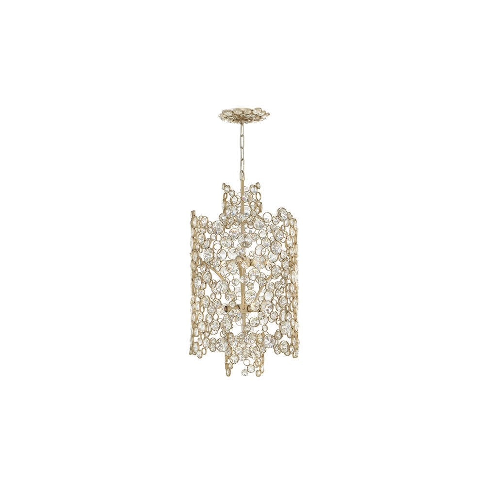 Elegant Silver Leaf Crystal Pendant Chandelier