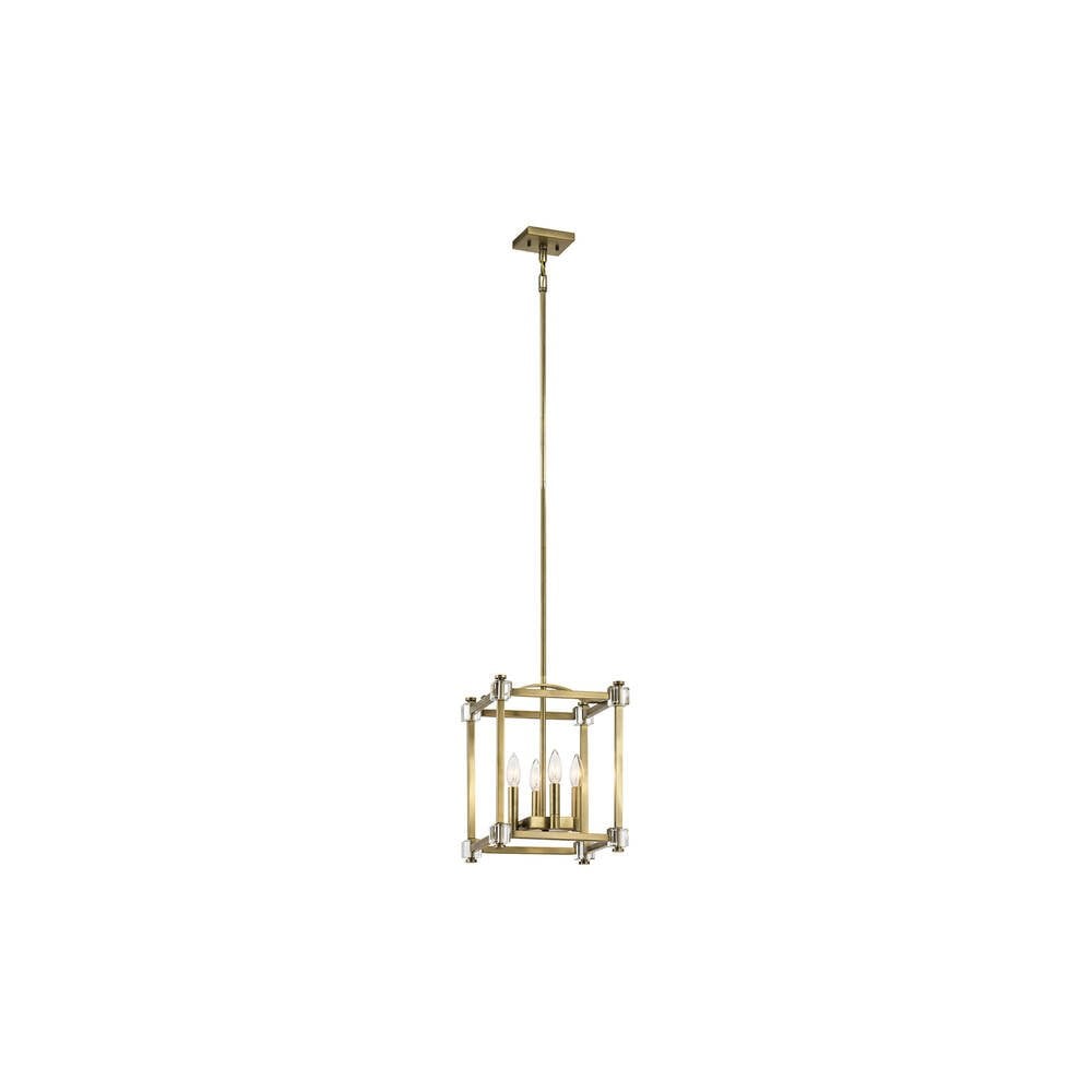 Cayden Elegant 4-Light Brass Pendant with Optical Crystal Accents