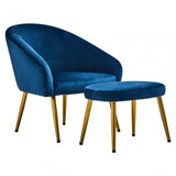 Yasmeen Midnight Blue Chair And Footstool