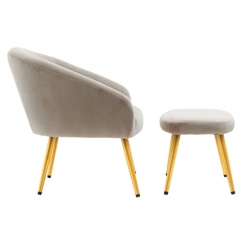 Yasmeen Mink Velvet Chair And Footstool