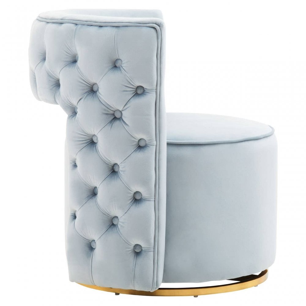 Yasmeen Blue Velvet Swivel Chair