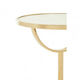 Oria White Glass White Marble Base Side Table