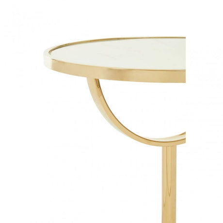 Oria White Glass White Marble Base Side Table