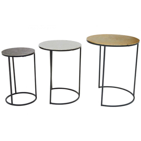 Elias Nest Of Three Hammered Metal Tables