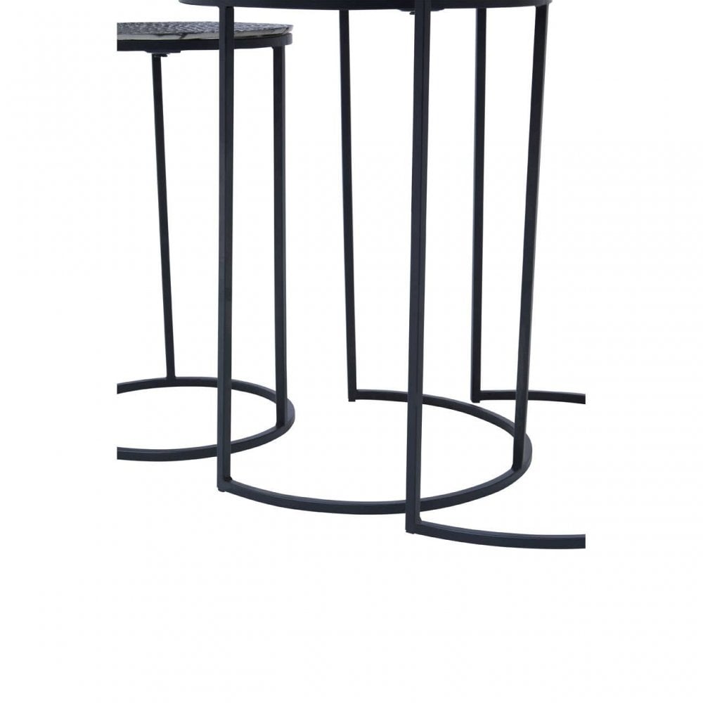 Elias Nest Of Three Hammered Metal Tables