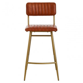 Buffalo Tan Leather Angular Bar Chair