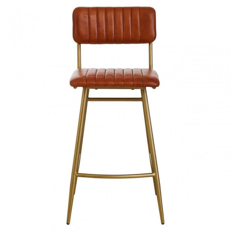 Buffalo Tan Leather Angular Bar Chair