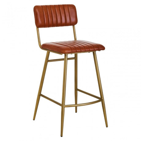 Buffalo Tan Leather Angular Bar Chair
