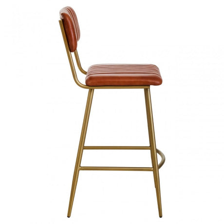 Buffalo Tan Leather Angular Bar Chair