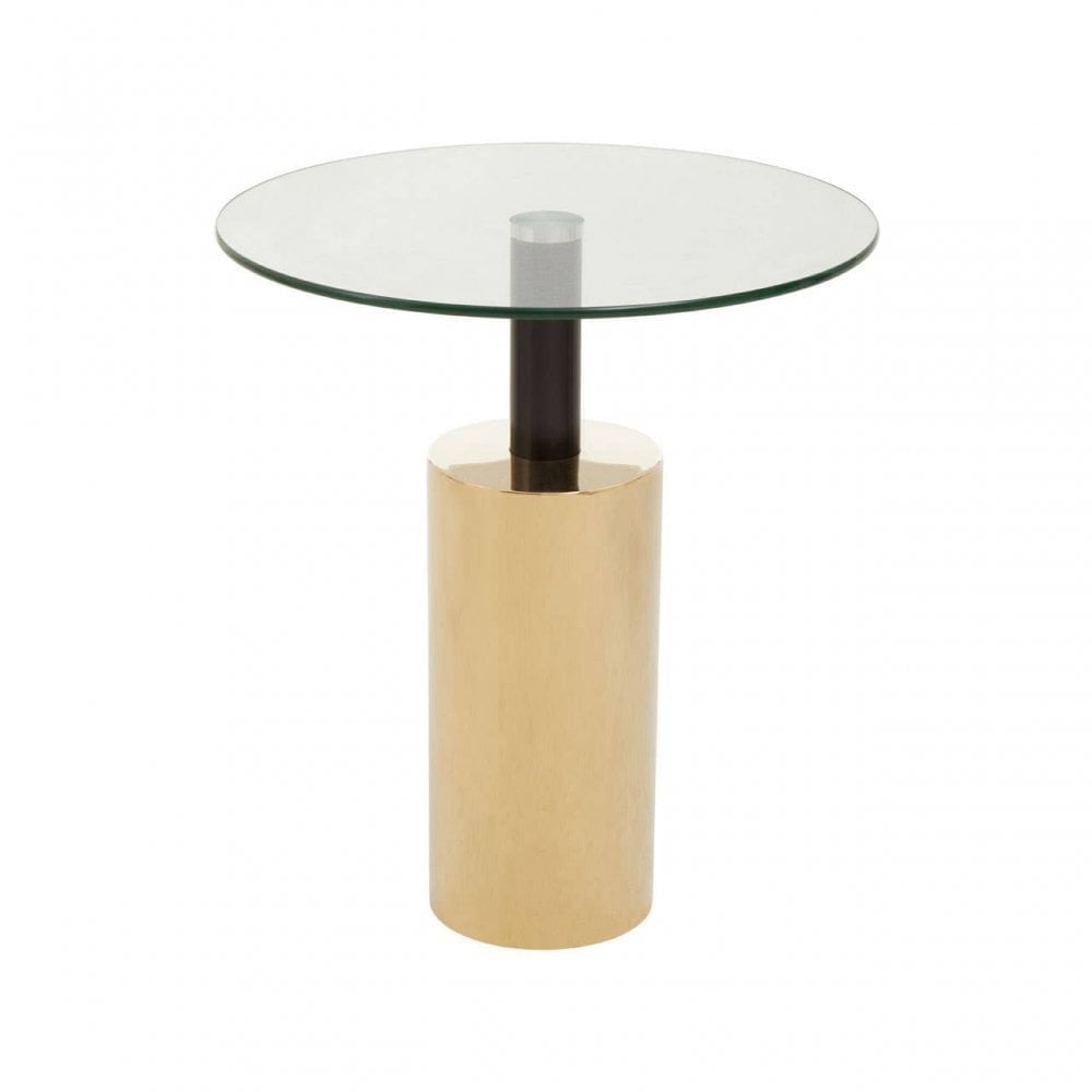 Oria Clear Glass Gold Base Side Table
