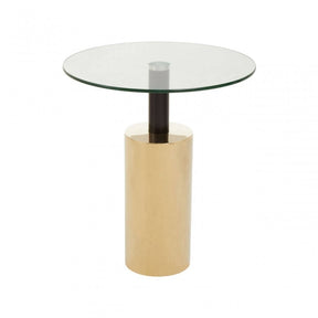 Oria Clear Glass Gold Base Side Table