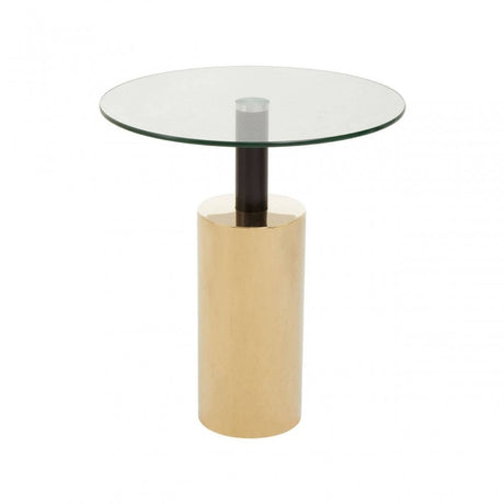 Oria Clear Glass Gold Base Side Table
