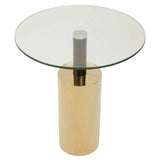 Oria Clear Glass Gold Base Side Table