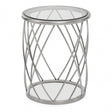 Ackley Clear Glass And Silver Frame Round Side Table.