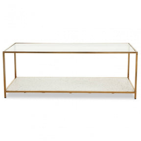 Novi Glass And White Terrazzo Gold Frame Coffee Table