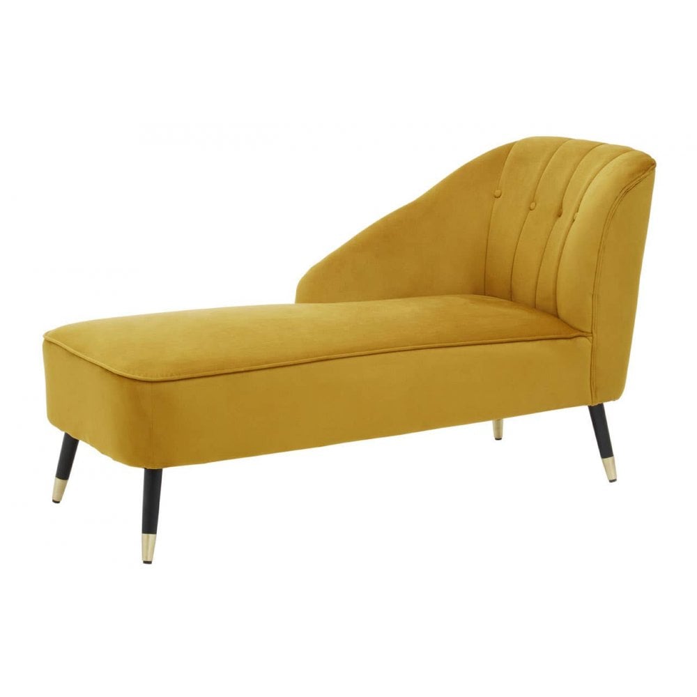 Yvette Mustard Velvet Chaise Lounge