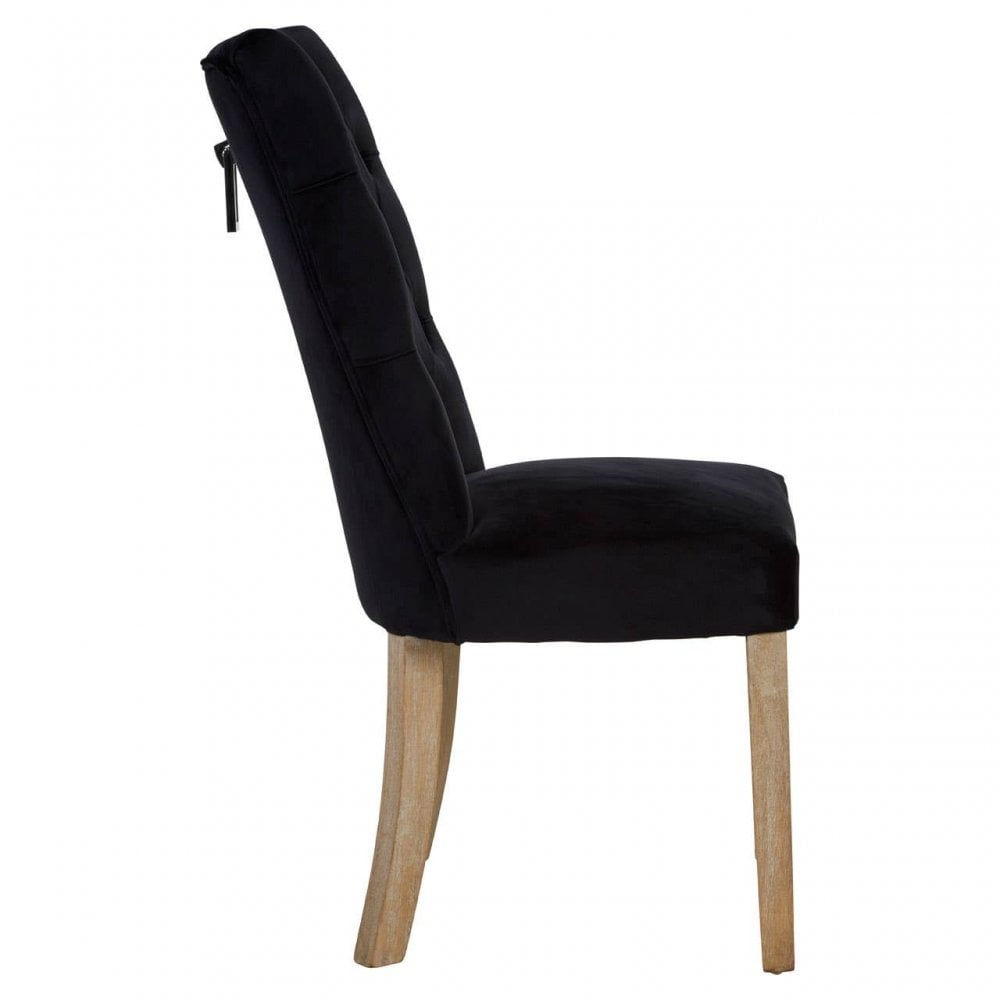 Kensington Townhouse Black Buttoned Dining Chair