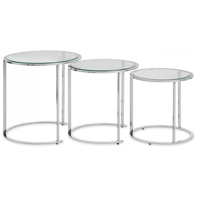 Allure Set Of 3 Silver Nesting Table S