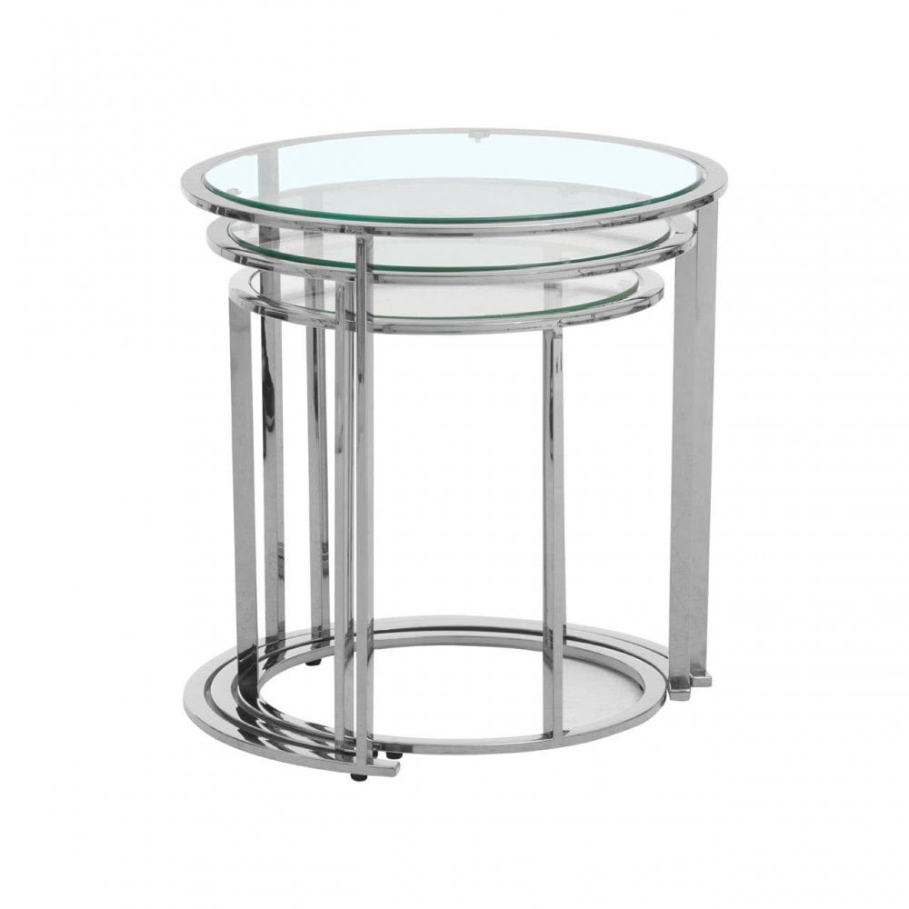 Allure Set Of 3 Silver Nesting Table S