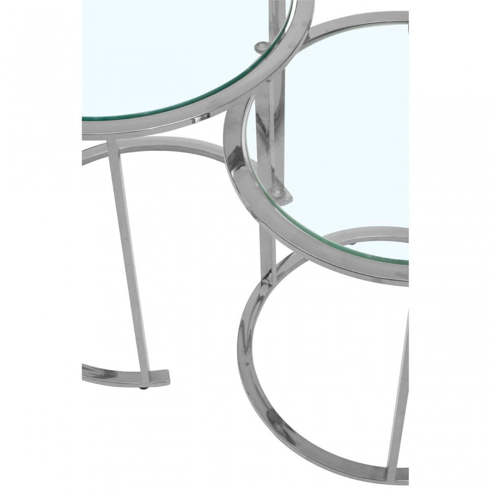 Allure Set Of 3 Silver Nesting Table S