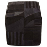 Safira Black And Grey Leather Pouffe