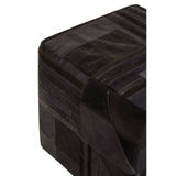 Safira Black And Grey Leather Pouffe