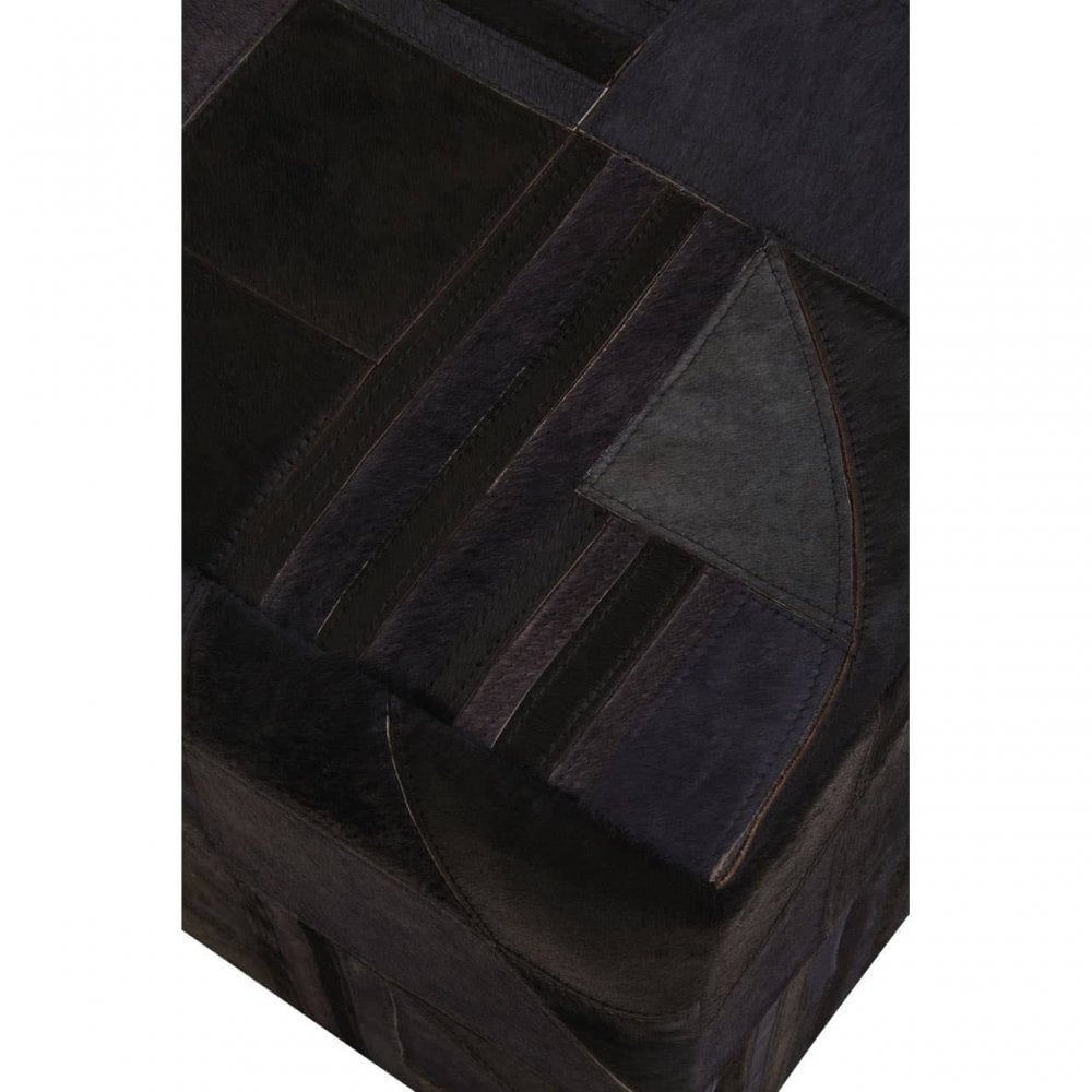 Safira Black And Grey Leather Pouffe