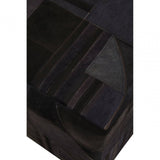 Safira Black And Grey Leather Pouffe
