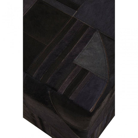 Safira Black And Grey Leather Pouffe