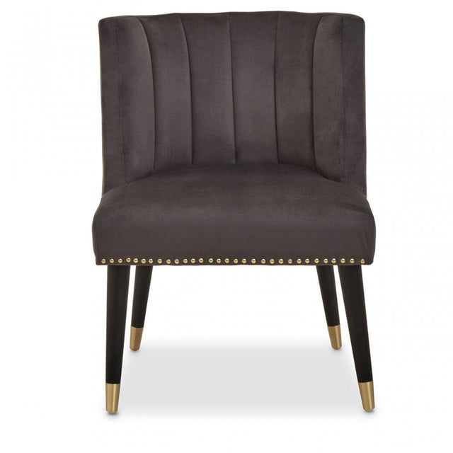 Doucet Stone Grey Chair With Black Legs