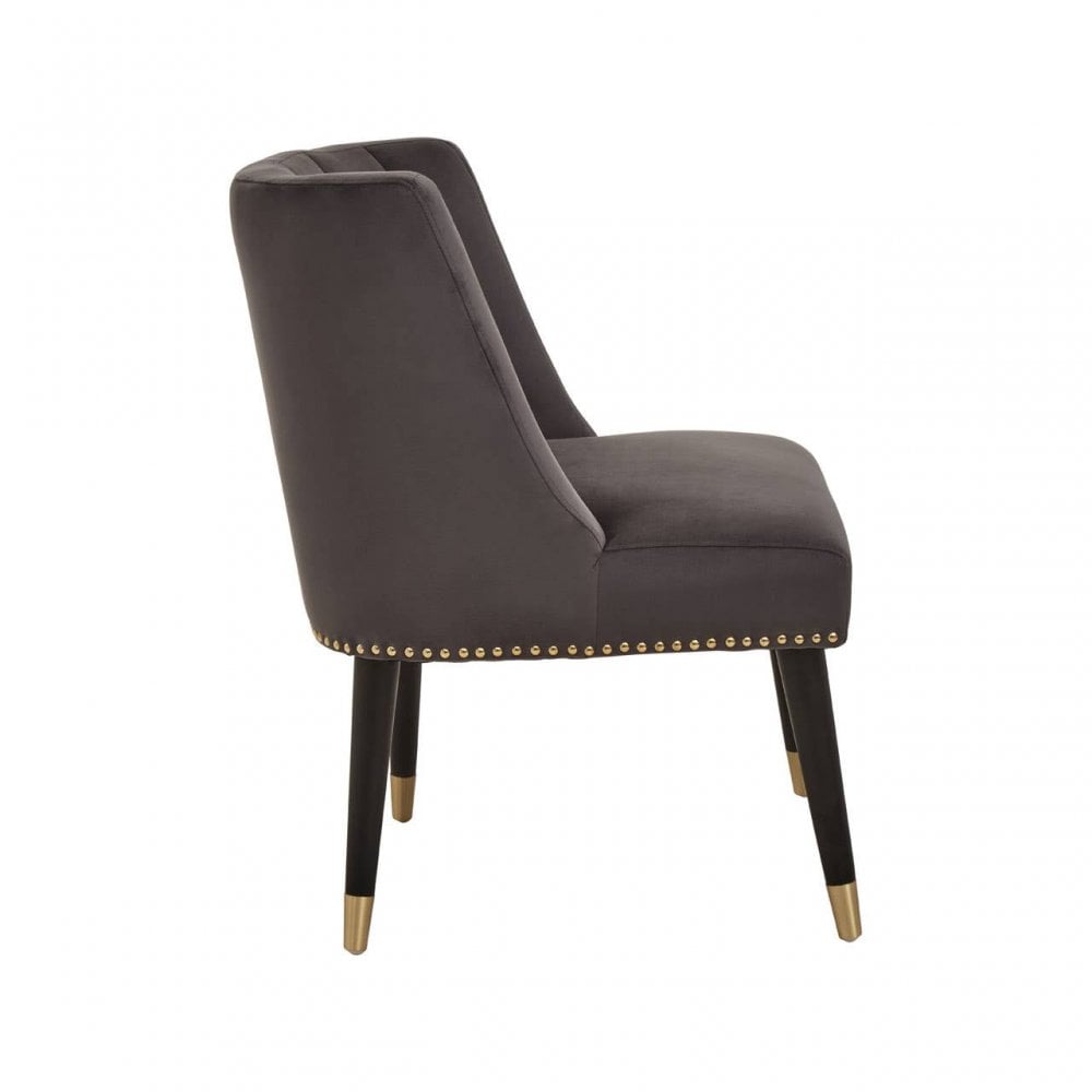 Doucet Stone Grey Chair With Black Legs