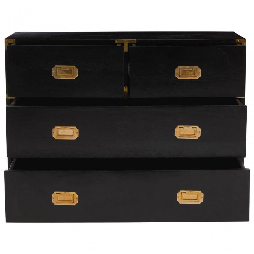 Sarter Four Drawer Black Mango Wood Chest