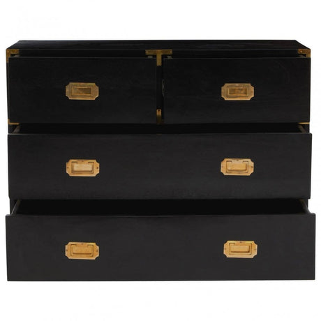 Sarter Four Drawer Black Mango Wood Chest