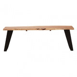 Surax Acacia Wood And Looped Iron Base Bench