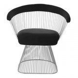 Anzio Black Velvet And Brushed Silver Chair