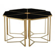 Jodie Six Piece Black Top And  Gold Frame Table Set