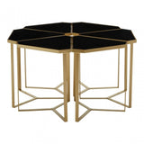 Jodie Six Piece Black Top And  Gold Frame Table Set