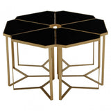 Jodie Six Piece Black Top And  Gold Frame Table Set